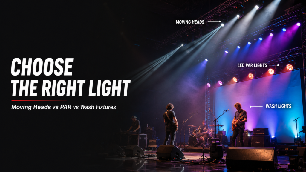 Moving Heads vs PAR vs Wash Lights: Choosing the Right Fixture